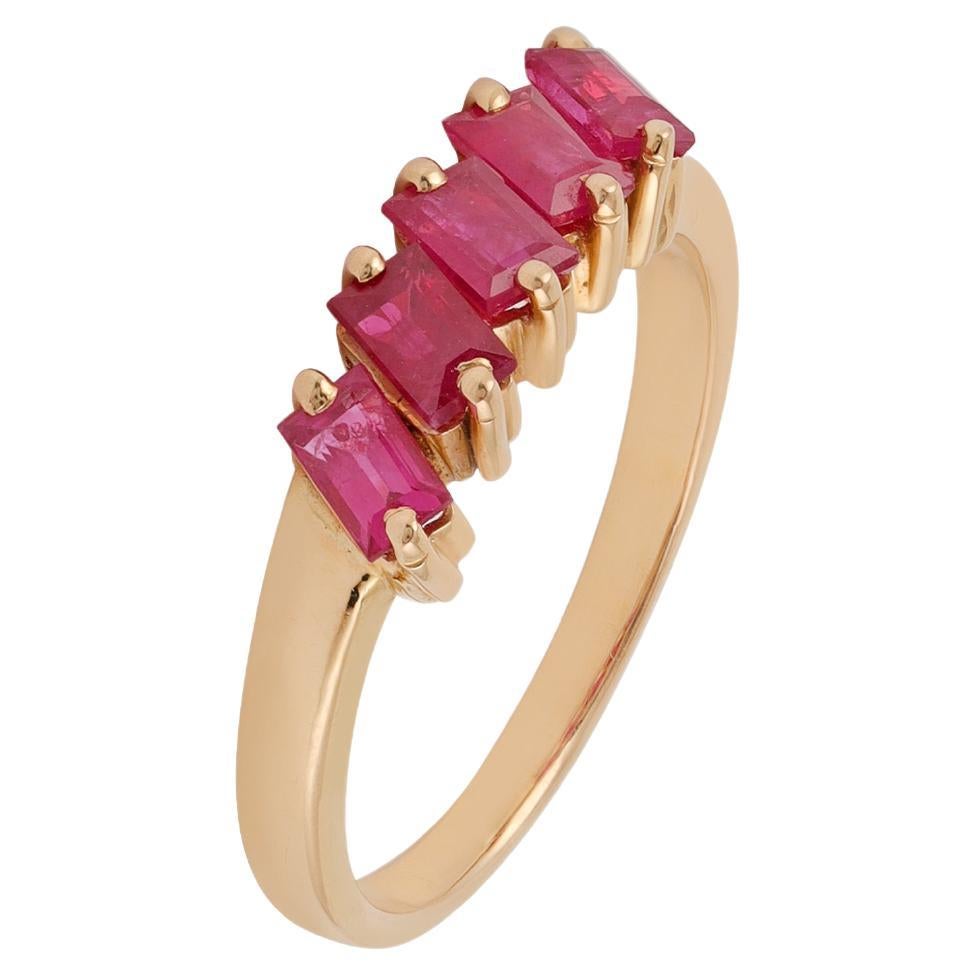 0.6 Carat Clear Ruby Half  Band in 18k Gold For Sale