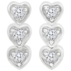 0.6 Carat Diamond Three-Stone Post Earring 14 Karat White Gold, Affordable