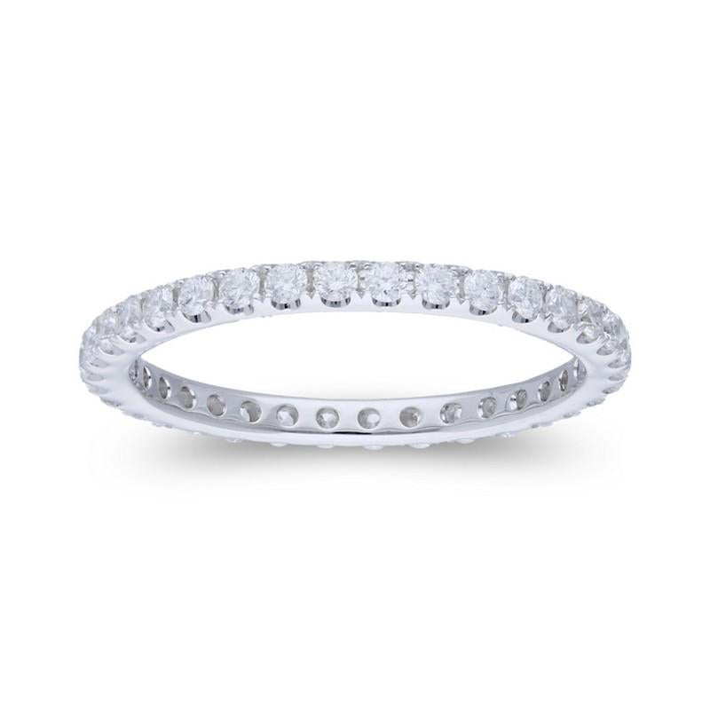 Modern 0.6 Carat Diamond Wedding Band 1981 Classic Collection Ring in 14K White Gold For Sale