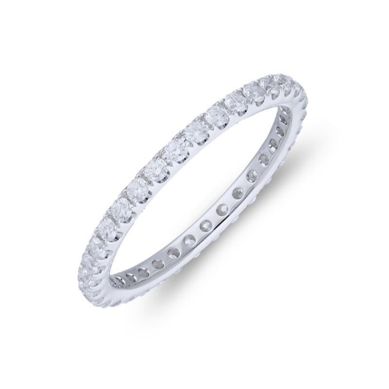 Round Cut 0.6 Carat Diamond Wedding Band 1981 Classic Collection Ring in 14K White Gold For Sale
