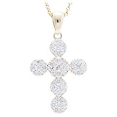 0.6 Karat Diamanten in 14K Gelbgold Kreuz-Anhänger