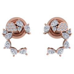 0.6 Carat Pear Round Brilliante Cut Diamond Earrings 14 Karat Rose Gold Jewelry
