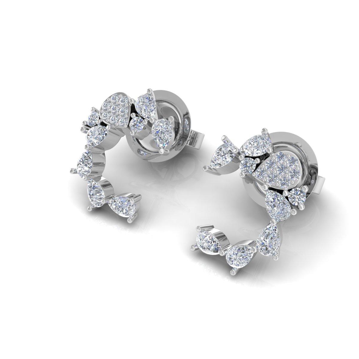 Details
Item Code :- GEE-1125
Gross Wt. :- 3.22 gm
18k White Gold Wt. :- 3.10 gm
Natural Diamond Wt. :- 0.60 Ct. ( AVERAGE DIAMOND CLARITY SI1-SI2 & COLOR H-I )
Earrings Size :- 12 mm approx.

✦ Sizing
.....................
We can adjust most items