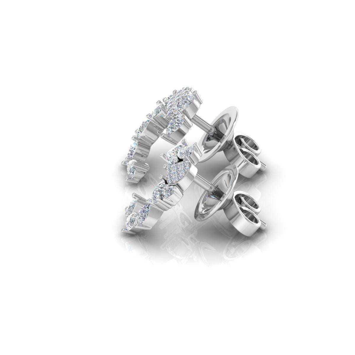 Pear Cut 0.6 Carat SI/H Pear Round Brilliant Cut Diamond Earrings 18 Karat White Gold For Sale