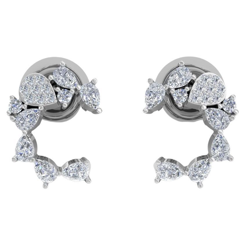 Pendientes de diamantes talla brillante redonda pera SI/H de 0,6 quilates y 18 quilates de oro blanco