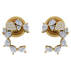 0.6 Carat Pear Round Brilliant Cut Diamond Earrings 18 Karat Yellow Gold Jewelry