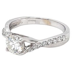 0.6 Carat Round Brilliant Diamond Ring in 18 Karat White Gold