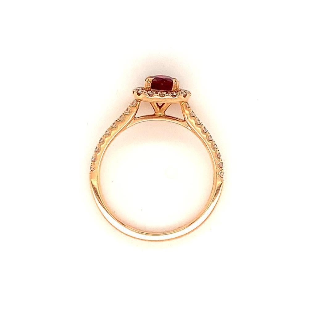 0.6 Carat Round Brilliant Ruby and Diamond Ring in 18K Rose Gold For Sale 6