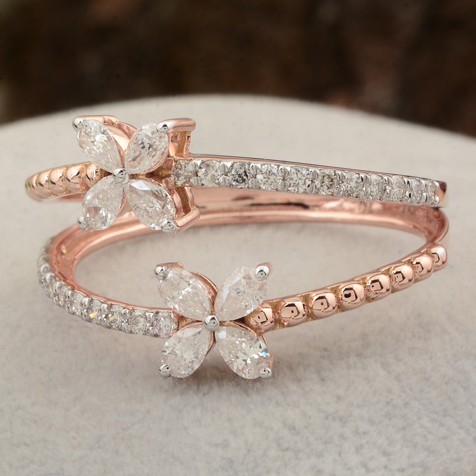 in vendita:  0,6 Carati SI Chiarezza HI Colore Anello con diamante rotondo a pera Gioielli in oro rosa 18 carati 3