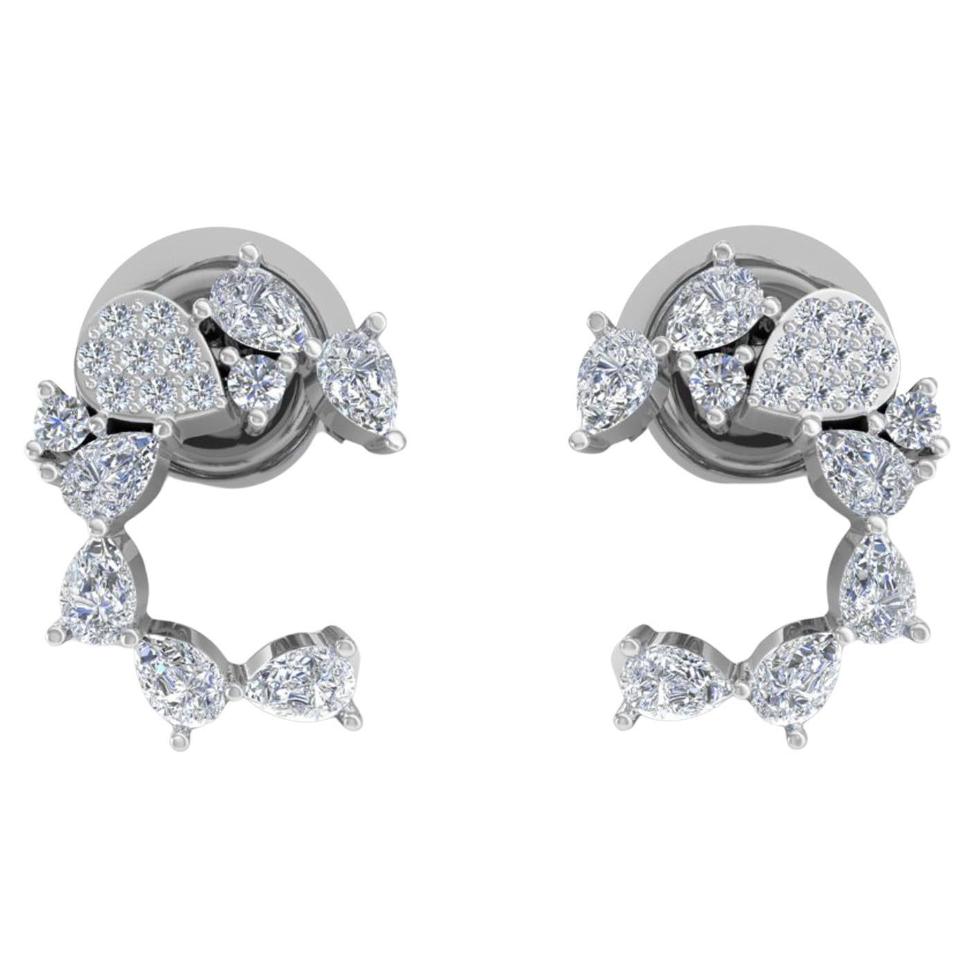 0.6 Carat SI/H Pear Round Brilliant Cut Diamond Earrings Or blanc 18 Karat en vente