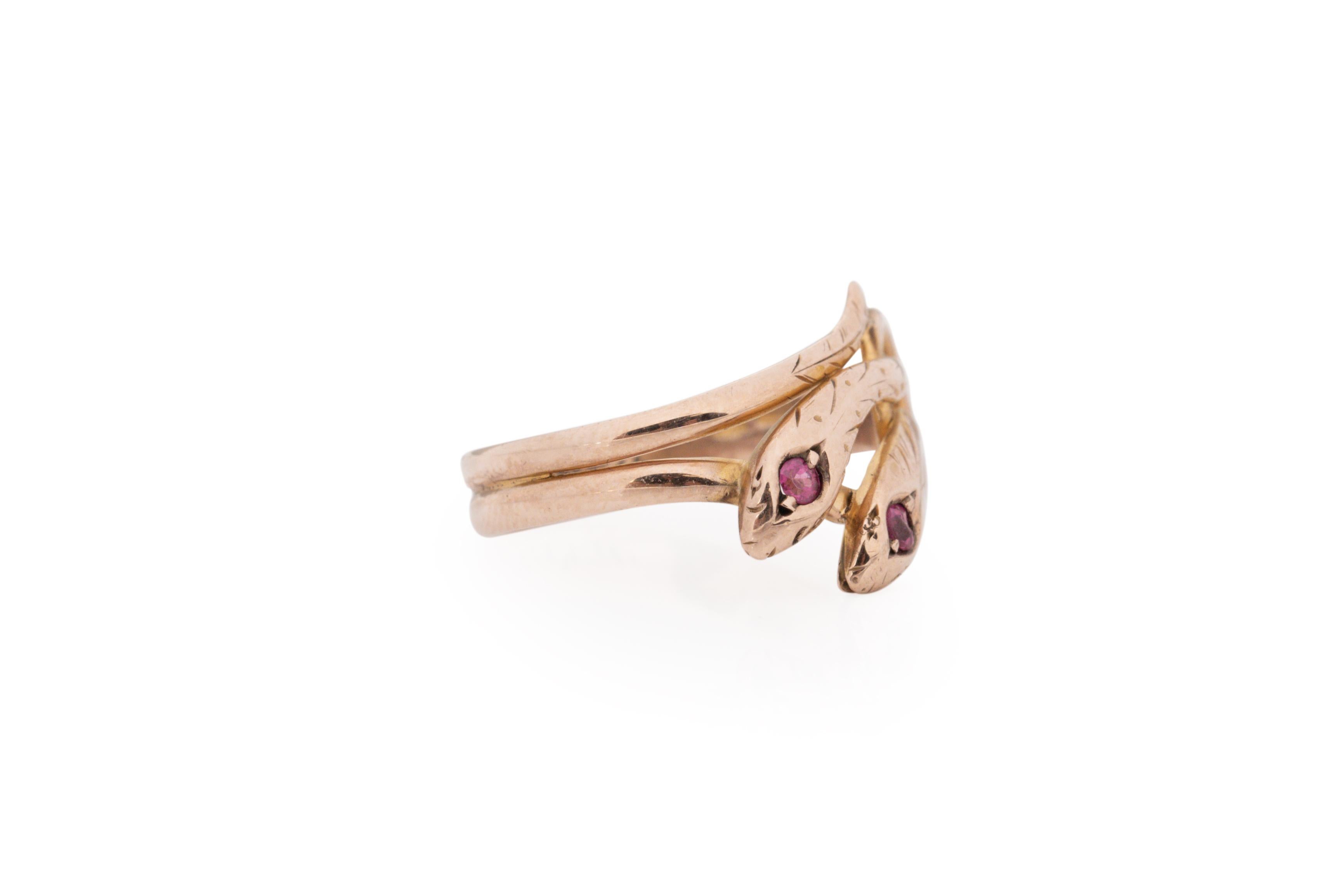 Ring Size: 7
Metal Type: 9 karat Rose Gold [Hallmarked, and Tested]
Weight: 3.0 grams

Ruby Details:
Weight: .06 carat, total weight
Cut: Antique European Cut
Color: Reddish pink:

Finger to Top of Stone Measurement: 3.5mm
Condition: Excellent