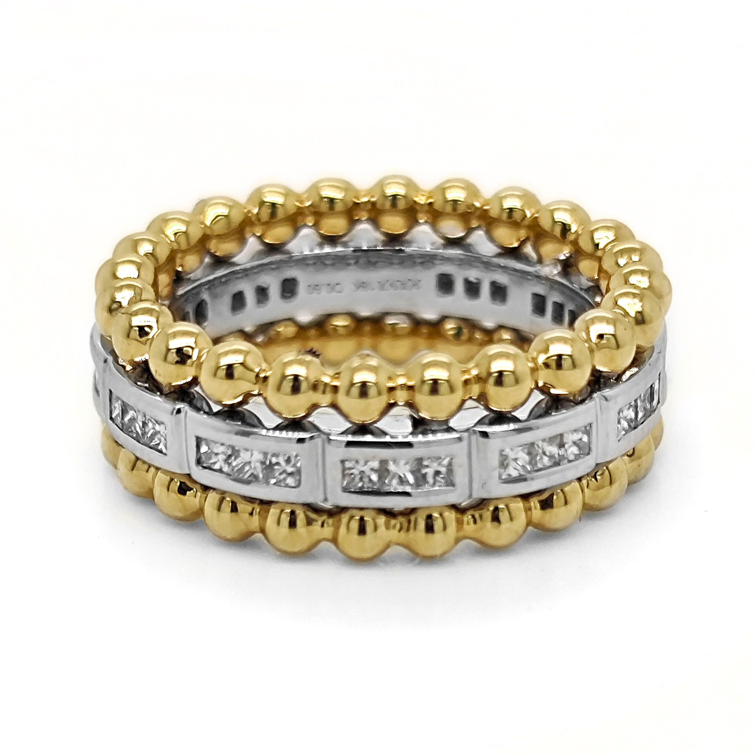 Taille ronde Bague en or blanc et jaune avec diamant blanc 0,6 carat en vente