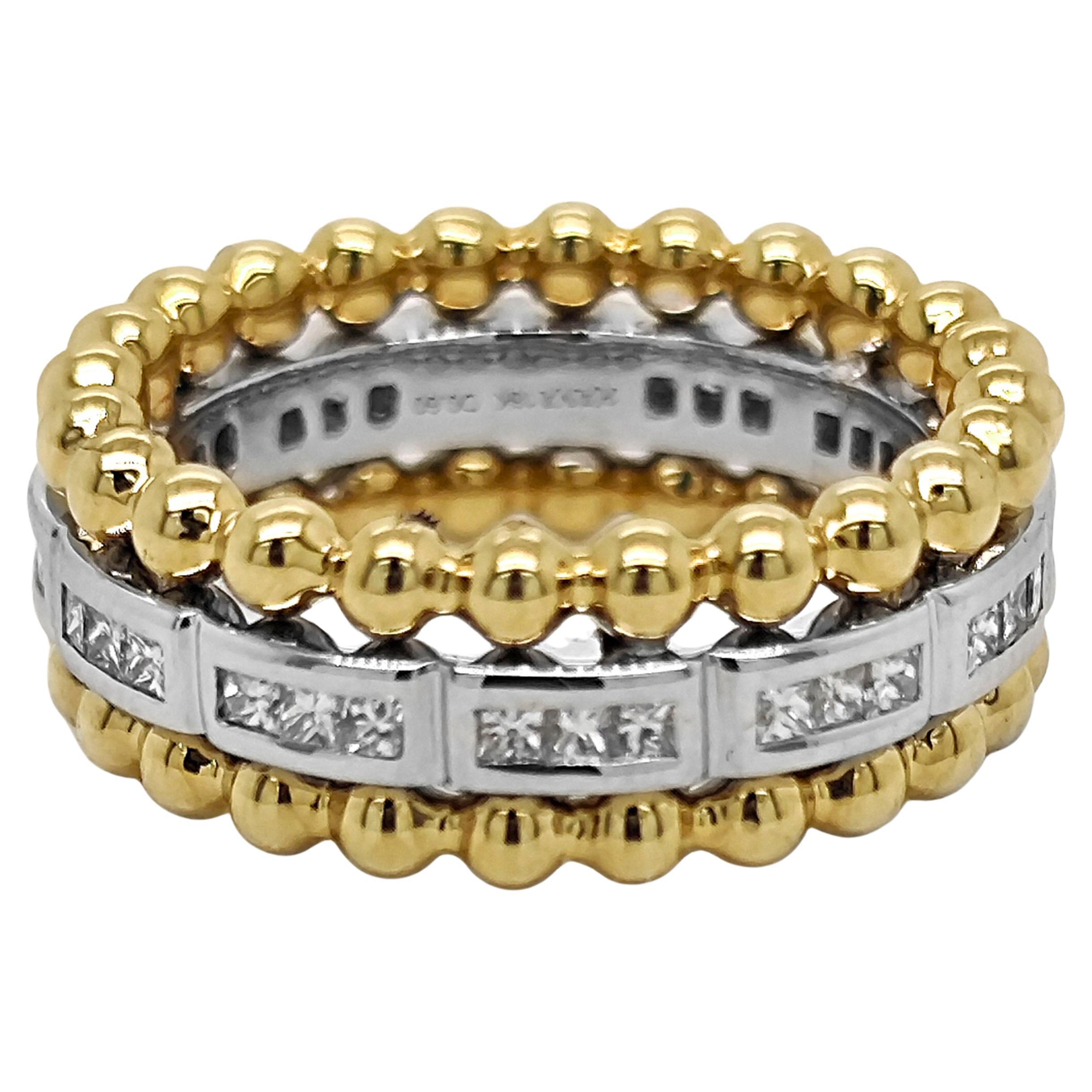 0.6 Carats White Diamond White and Yellow Gold Ring
