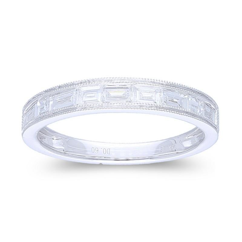 Modern 0.6 Ct Diamonds in 14K White Gold Wedding Band 1981 Classic Collection Ring For Sale