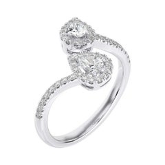 0.6 CTW Round Diamonds 14K White Gold Classic Collection Tear Drop Finger Ring
