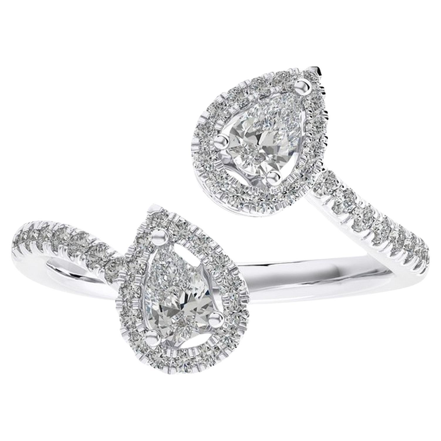 0.6 CTW Round Diamonds 14K White Gold Classic Collection Tear Drop Finger Ring For Sale