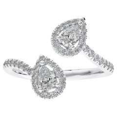 Anello da dito a goccia con diamanti rotondi 0,6 CTW in oro bianco 14K Classic Collection'S