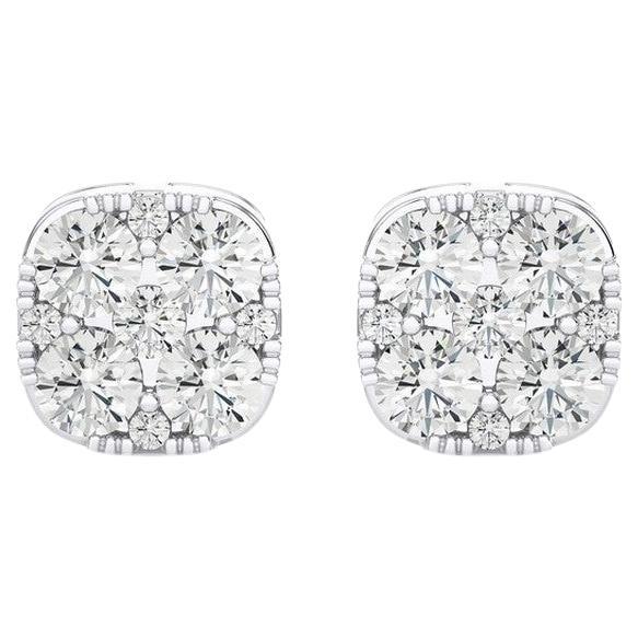 Orecchini con perno a cuscino Moonlight con diamanti rotondi da 0,6 CTW in oro bianco 18 carati