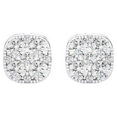 0.6 Karat runde Diamanten Mondlicht-Ohrstecker im Kissenschliff aus 18 Karat Weißgold