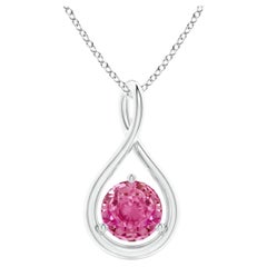 Collana "Infinity Twist" da donna in argento con zaffiro rosa da 0,6 CTW in montatura solitaria