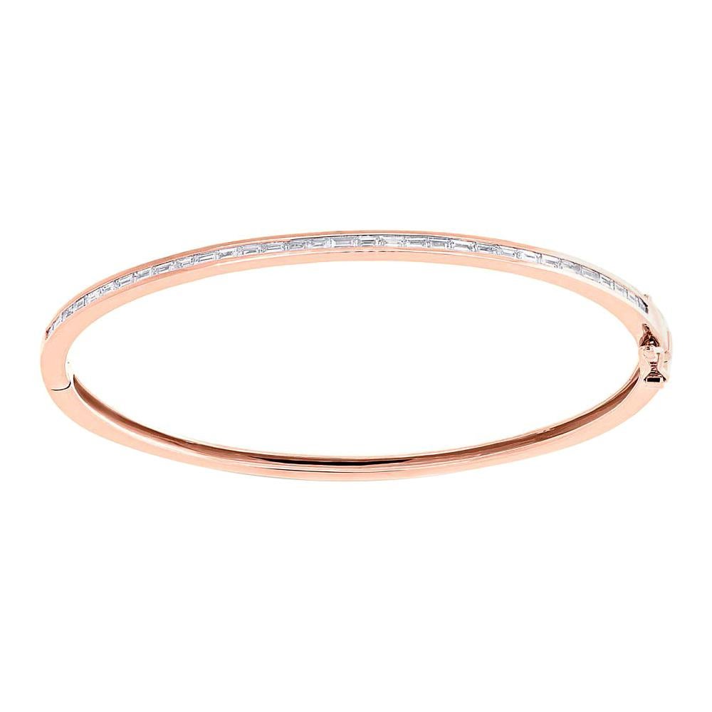 0.60 Carat Baguette Diamond Bangle in 14 Karat Rose Gold