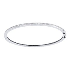 Bracelet jonc en or blanc 14 carats avec diamants baguettes de 0,60 carat