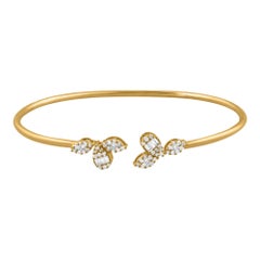 Bracelet manchette en or jaune 14 carats avec diamants baguettes de 0,60 carat