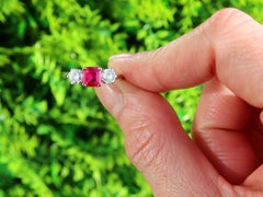 0.60 Carat Burmese Ruby and 0.66 Carat Diamond Platinum Trilogy Ring Circa 1915