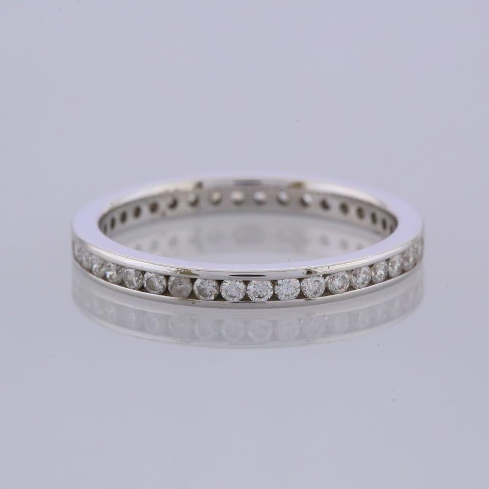 Taille ronde Bague d'éternité complète sertie de diamants de 0,60 carat, taille L 1/2