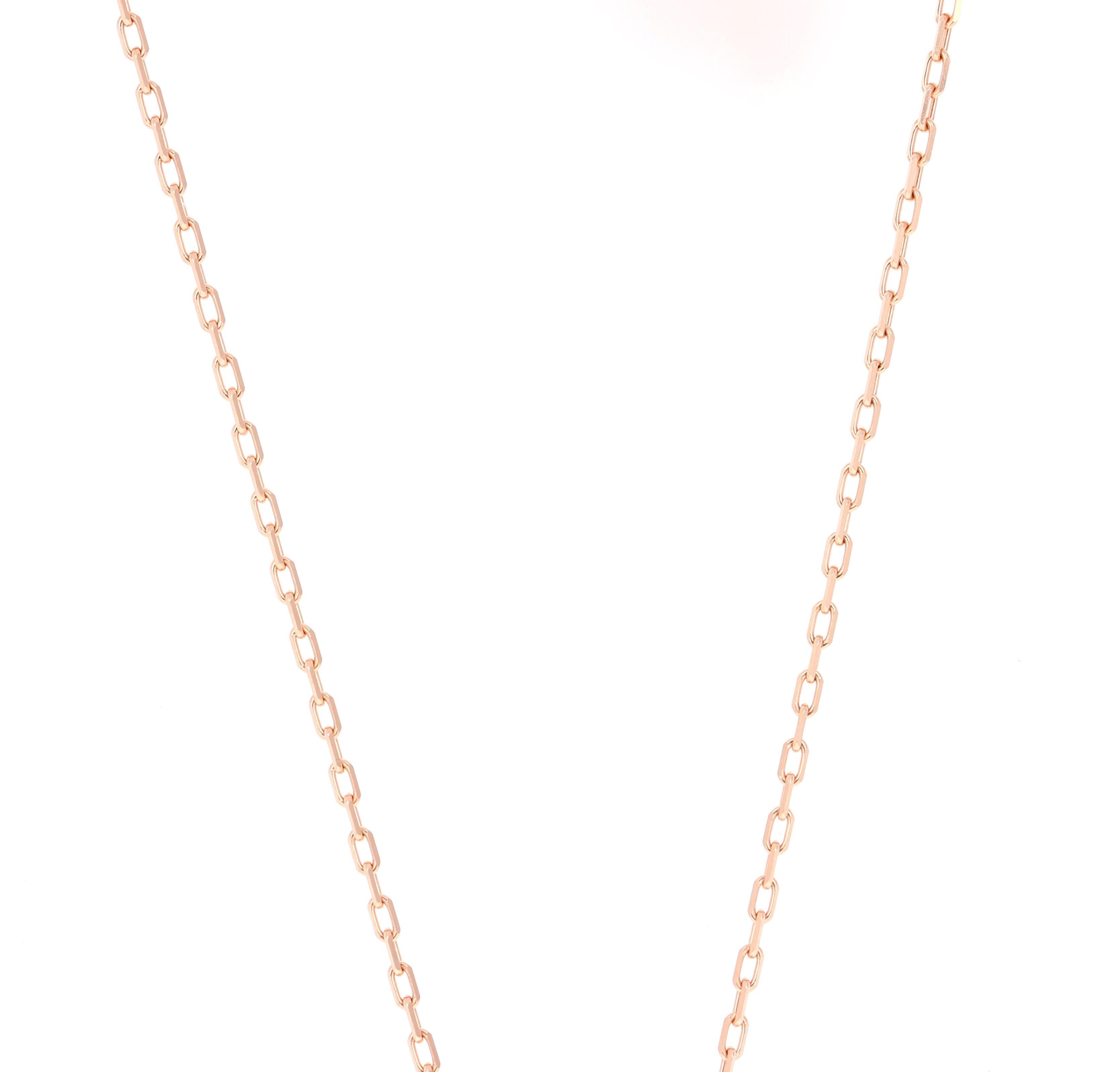 Modern 0.60 Carat Diamond Cross Pendant 14 Karat Rose Gold Chain Necklace