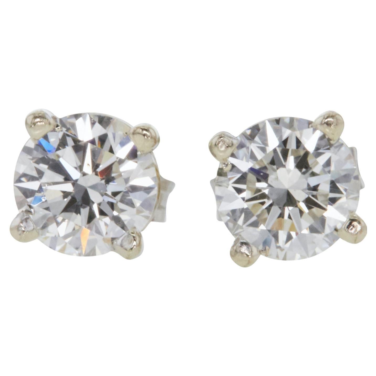3/5 Carat Ct 2 Natural Real Solitaire Diamond Stud Earrings 14k White Gold 1