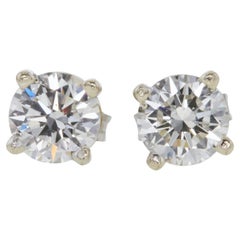 3/5 Carat Ct 2 Natural Real Solitaire Diamond Stud Ears 14k White Gold 1