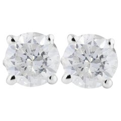 3/5 Carat Ct Natural Real Solitaire Diamond Stud Ears 14k White Gold