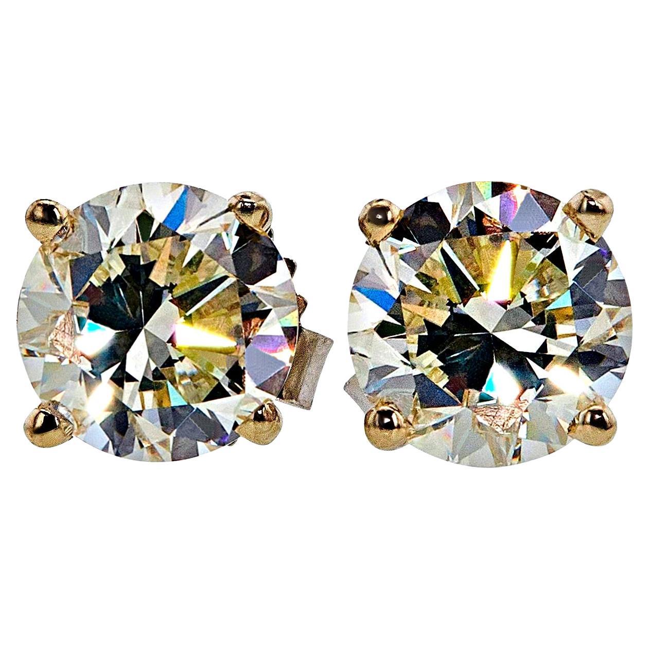 3/5 Carat Ct Natural Real Solitaire Diamond Stud Earrings 14k Yellow Gold For Sale