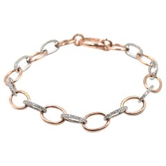 0.60 Carat Diamond 14 Karat Two-Tone Gold Oval Link Bracelet 0.60 Carat Diamond 14 Karat Two-Tone Gold Oval Link Bracelet