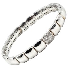 0.60 Carat Diamond 18 Karat White Gold Square Link Bangle Bracelet