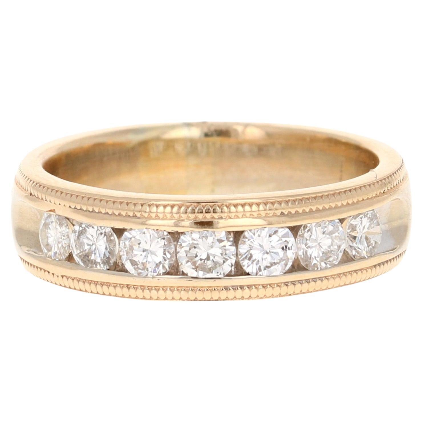 0.60 Carat Diamond Yellow Gold Band For Sale
