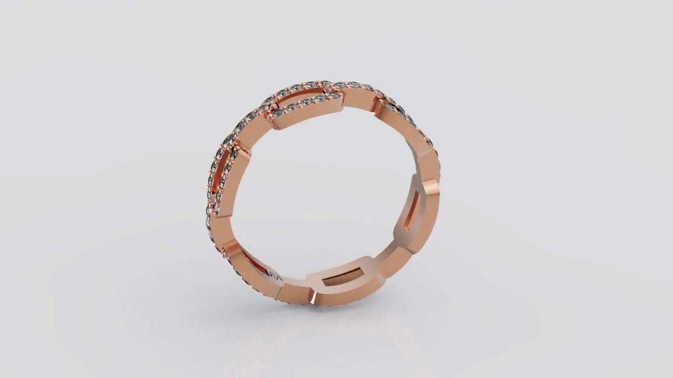 Contemporary 0.60 Carat Diamond Band Ring 18 Karat Rose Gold For Sale