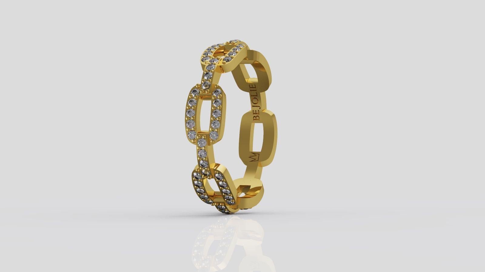 Contemporary 0.60 Carat Diamond Band Ring 18 Karat Yellow Gold For Sale