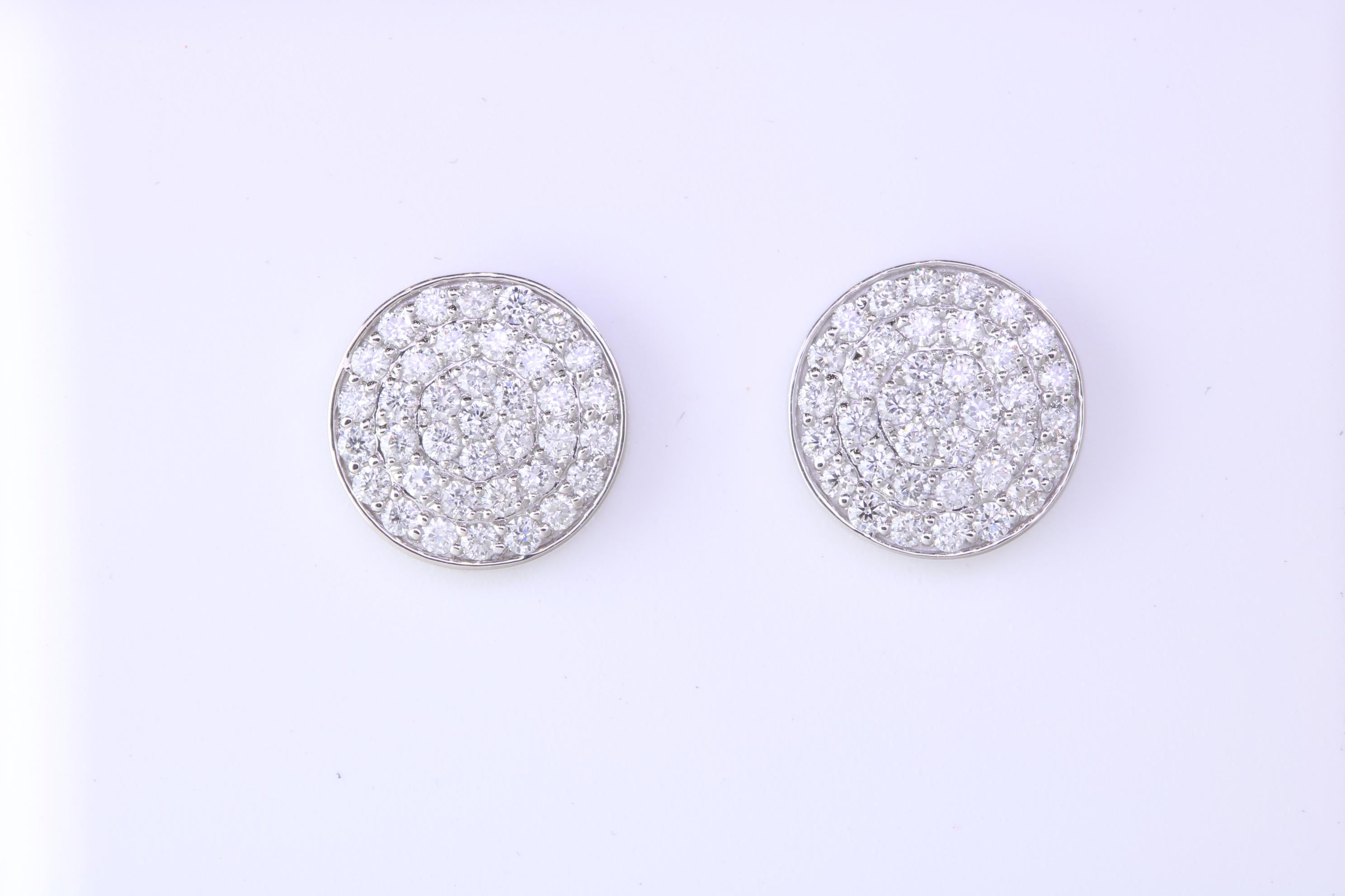 Round Cut 0.60 Carat Diamond Disk Stud Earrings