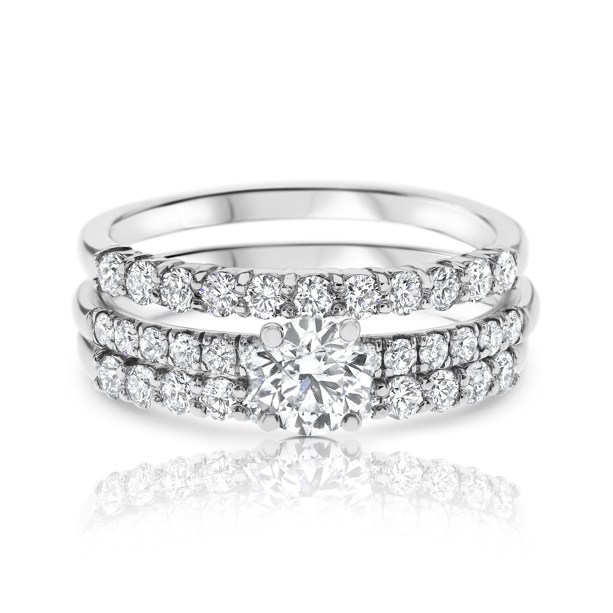 Im Angebot: 0,60 Karat Diamant-Doppelband-Hochzeitsring aus 14k Weißgold Shlomit Rogel () 2