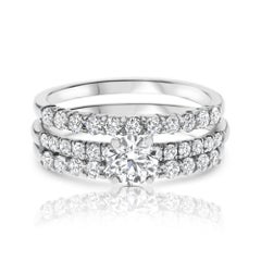 Bague de mariage à double anneau en or blanc 14 carats et diamants de 0,60 carat Shlomit Rogel