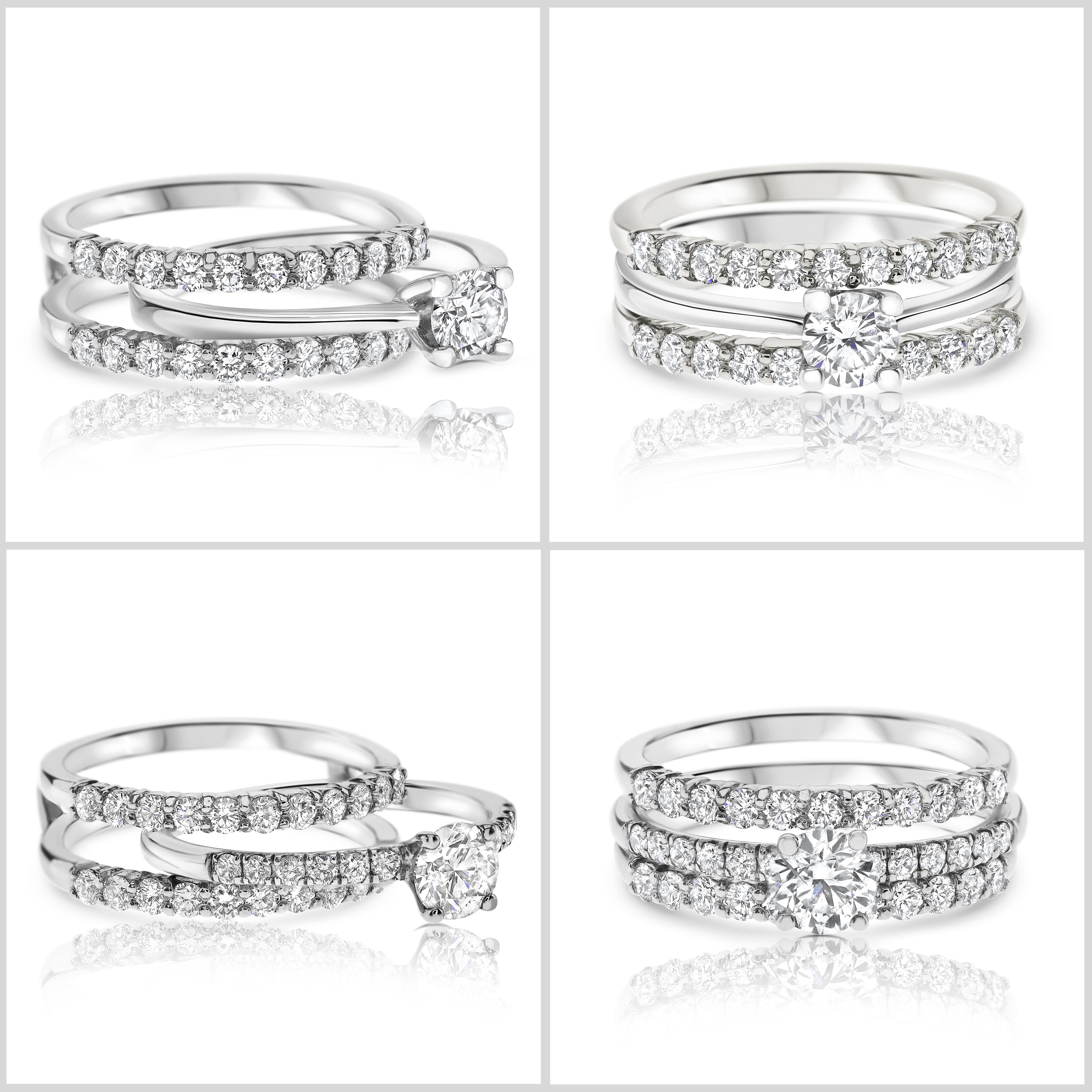 Im Angebot: 0,60 Karat Diamant-Doppelband-Hochzeitsring aus 14k Weißgold Shlomit Rogel () 3