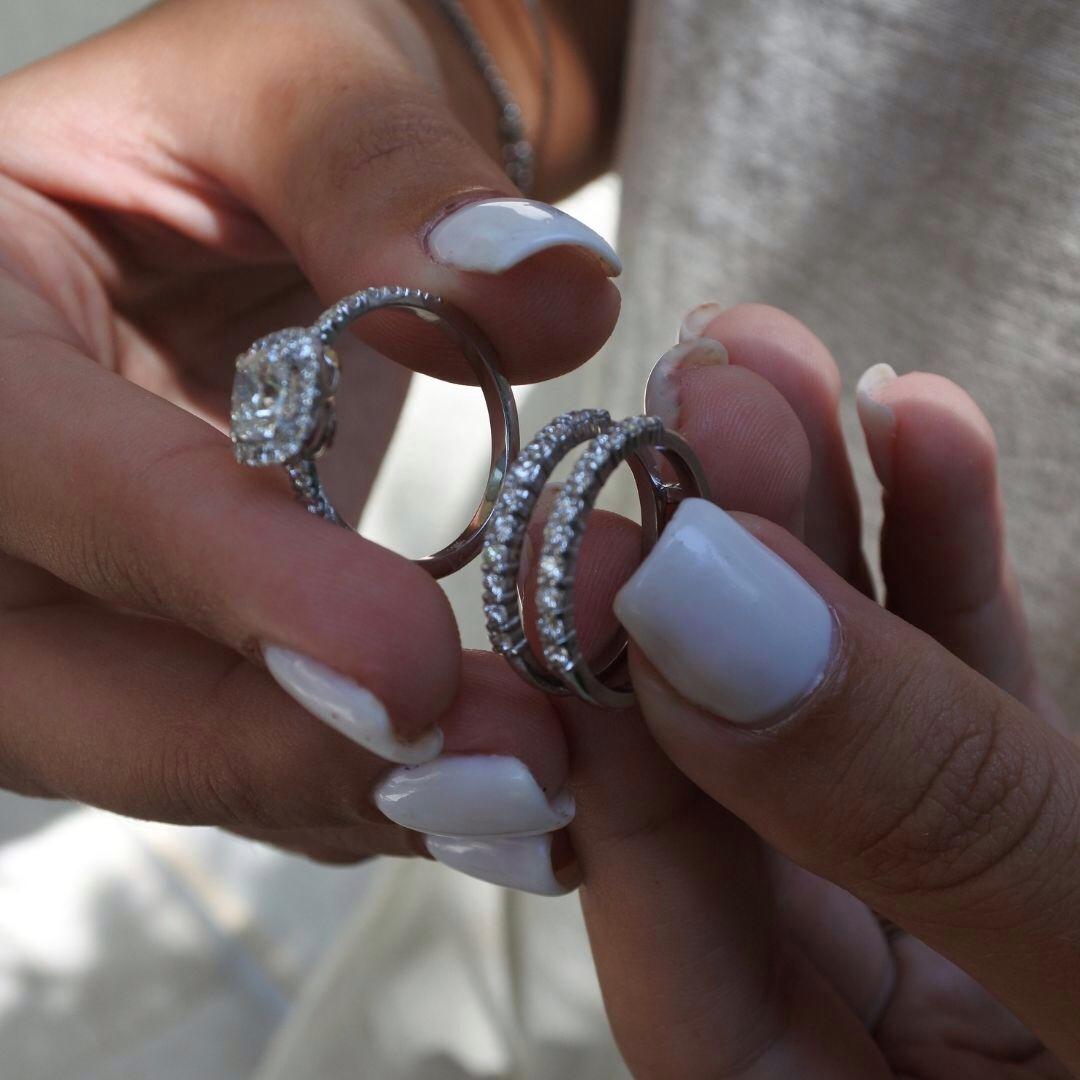 For Sale:  0.60 Carat Diamond Double Band Wedding Ring in 14k White Gold Shlomit Rogel 6