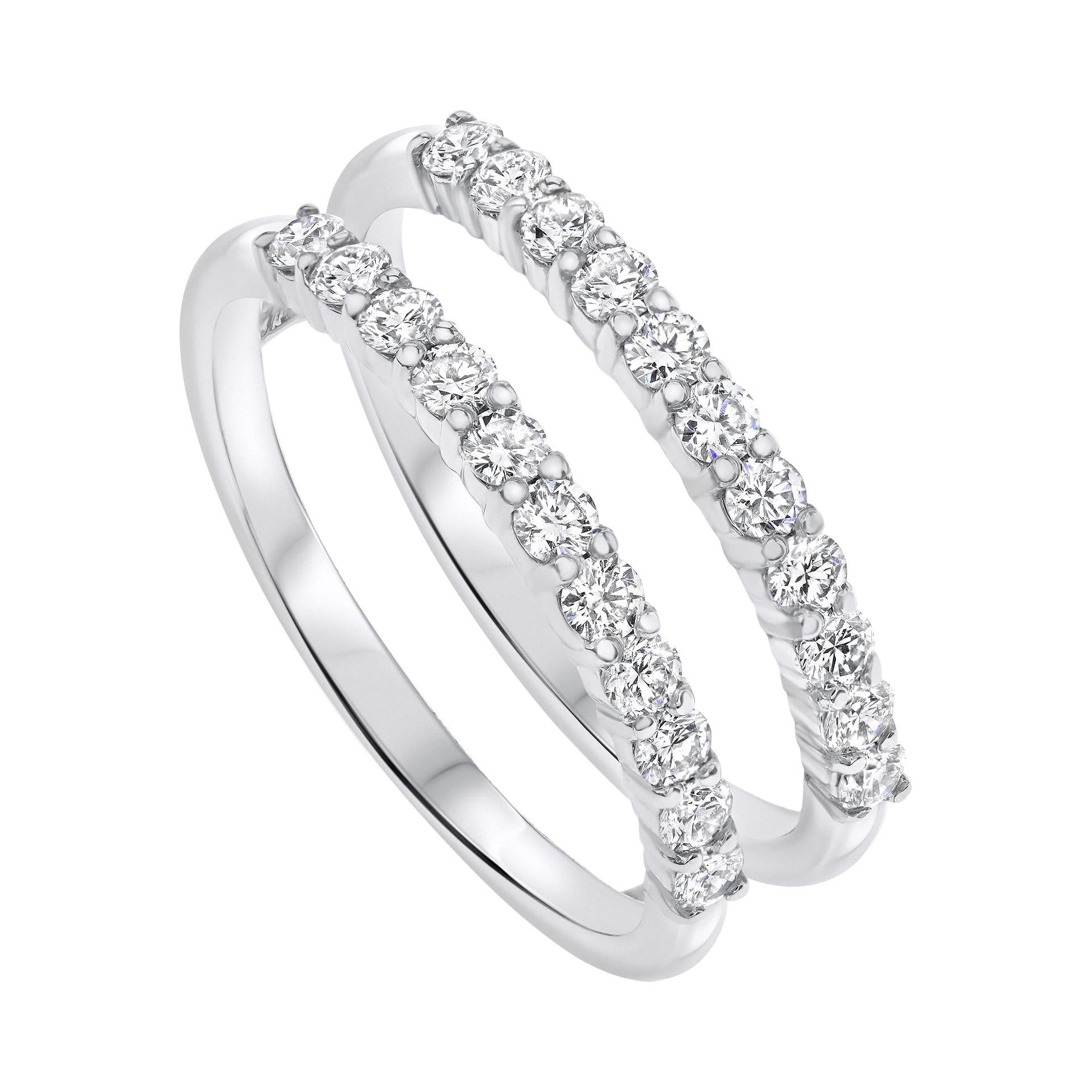 Im Angebot: 0,60 Karat Diamant-Doppelband-Hochzeitsring aus 14k Weißgold Shlomit Rogel ()