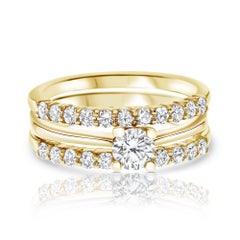 Shlomit Rogel, bague de mariage à double anneau en or jaune 14 carats et diamants de 0,60 carat