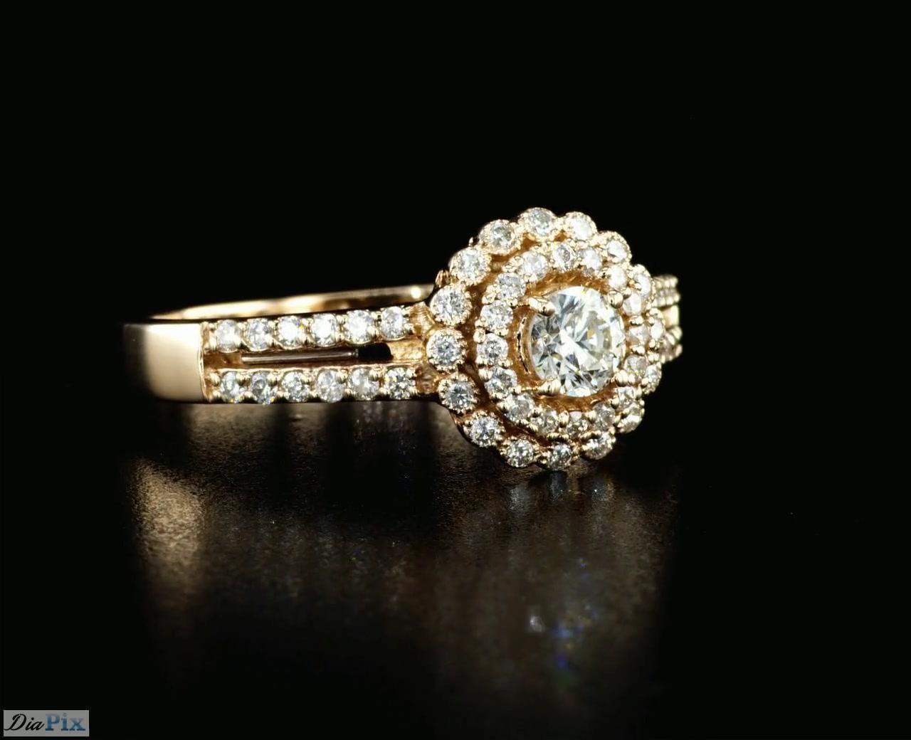 Art Deco 0.60 Carat Diamond Halo Engagement Ring 14K Rose Gold