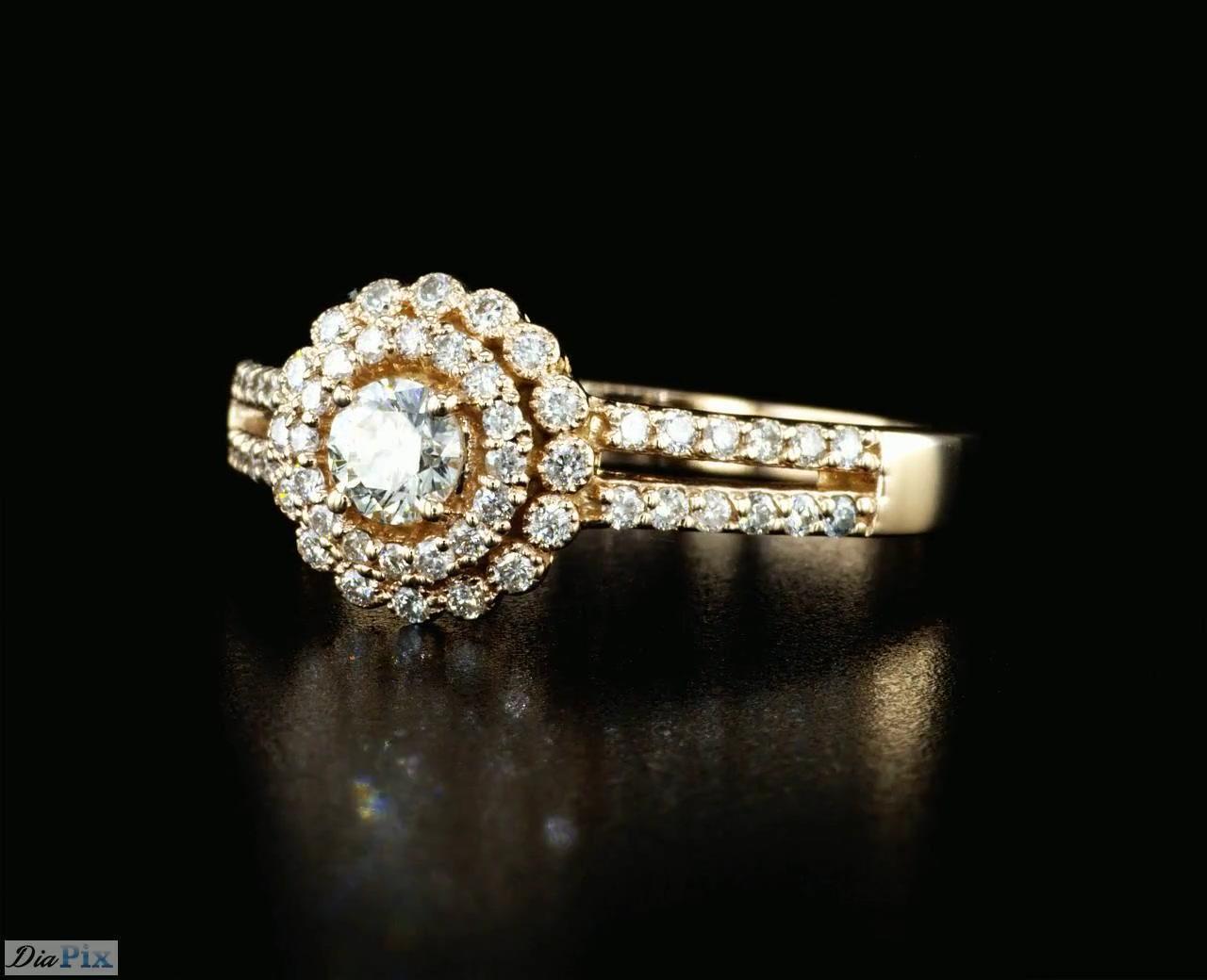 0.60 Carat Diamond Halo Engagement Ring 14K Rose Gold In New Condition In New York, NY