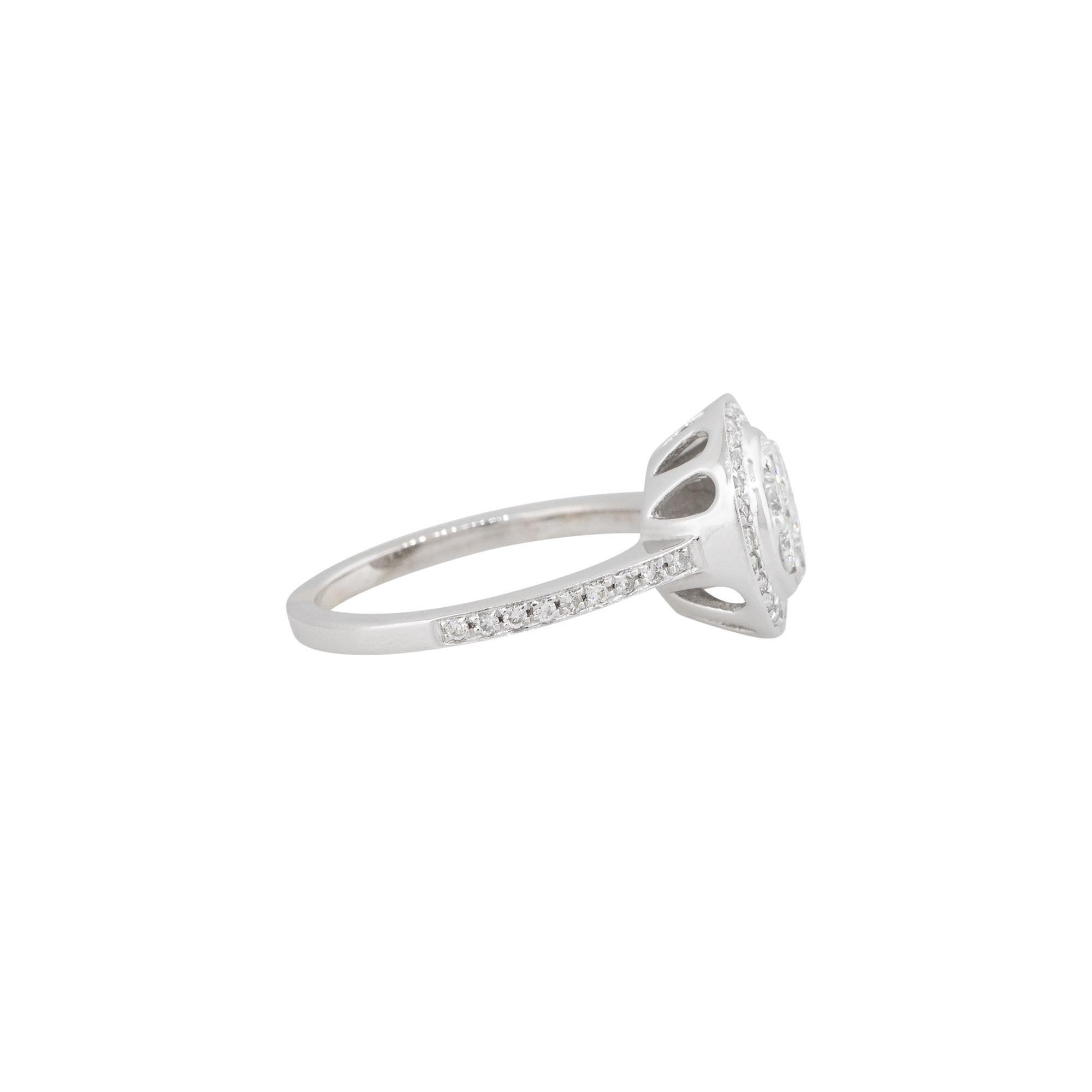 Round Cut 0.60 Carat Diamond Mosaic Cluster Halo Ring 18 Karat in Stock For Sale