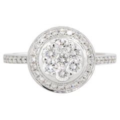 Bague en or 18 carats avec mosaïque de diamants de 0,60 carat et halo de diamants